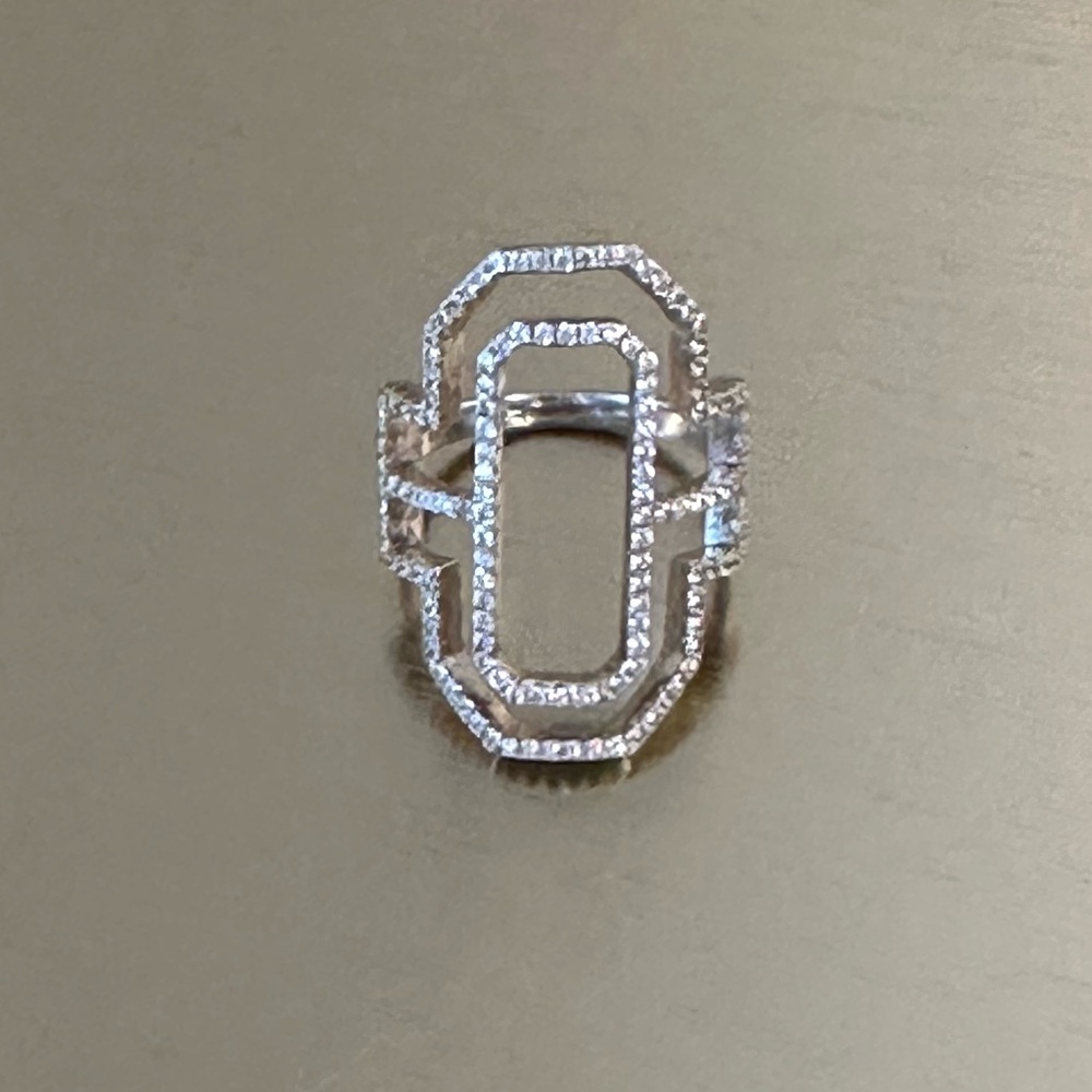 Sterling Silver and Crystal Art Deco Ring